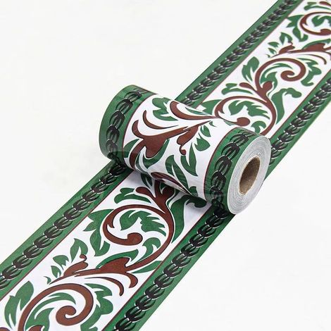 Bordure de papier peint Vert-44 Décoration murale amovible Frise Murale Autocollant Papier Peint Autocollant imperméable en PVC Plinthe Autocollant 10cm X 300cm
