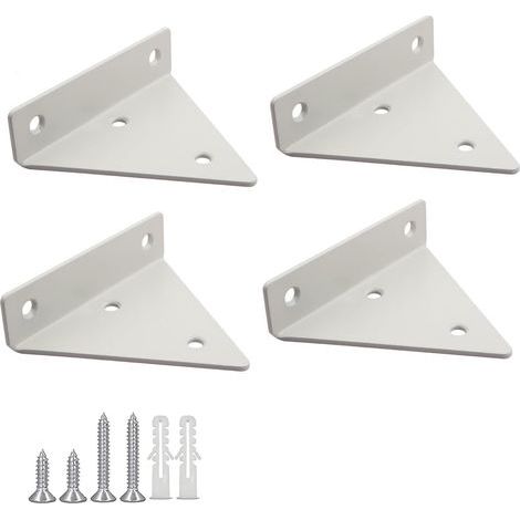 Lot de 4 supports d'étagère blancs, fixations invisibles pour étagères flottantes en bois, vis et chevilles incluses. (1/5)