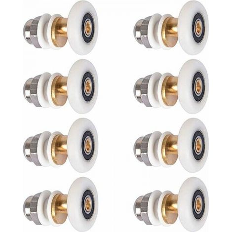 Rodillos para puerta de ducha de 27 mm de diámetro, paquete de 8 unidades para baño y ducha (1/5)