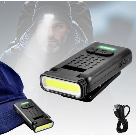 (1 pièce) Lampe frontale LED à clip pour casquette, rechargeable USB, étanche, ultra-lumineuse, idéale pour la pêche et le camping. (1/5)