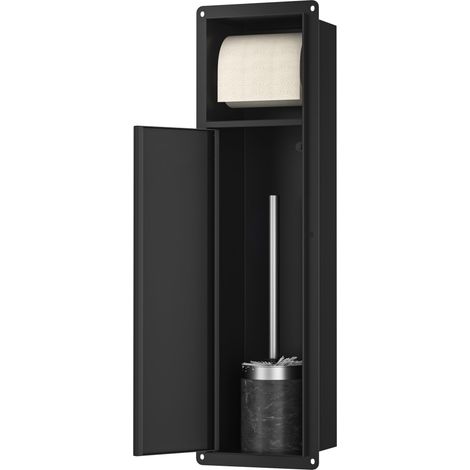 Porte-papier toilette encastré en acier inoxydable, support de papier WC pour salle de bain, support de papier toilette avec rangement offre de la place pour de nouvelles rouleaux/garniture de (1/5)