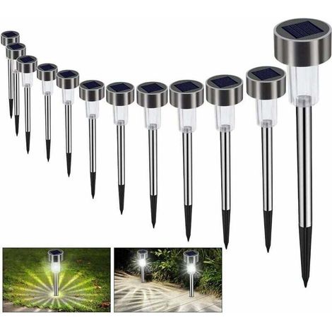 12 pièces solaire pelouse lumière jardin cour prise de terre lumière étanche à la pluie led herbe petit tube lumière jardin villa veilleuse (1/4)