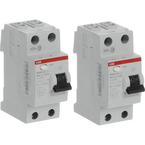 ABB Lot de 2 Interrupteurs différentiels à vis raccordement 63A 30mA Type AC