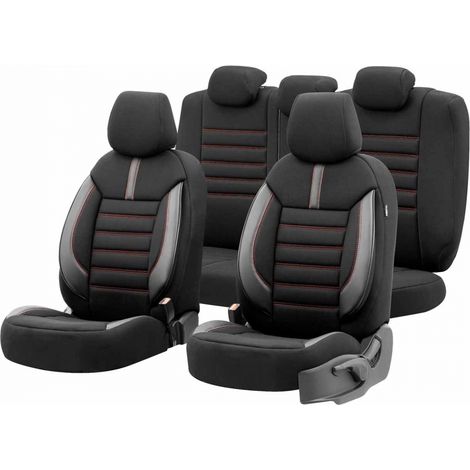 Oto Limited 101 Schwarz/Rot 3-ZIP Autositzbezug-Set (1/5)