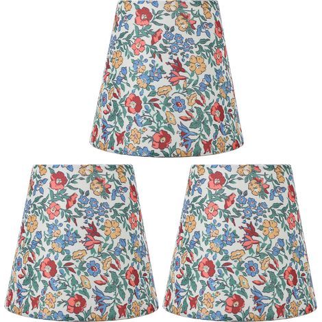 Ortviai Abat-jour en tissu fleuri – 3 pièces, clip sur bougie ou ampoule E14, style moderne et élégant, pour lampe à poser ou murale (1/5)