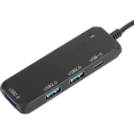 1 Hub USB 4 ports, concentrateur Type-C, vitesse 480 Mo/s, compact, pour ordinateur portable (1/4)