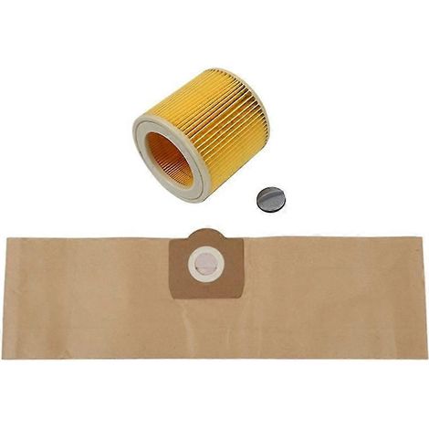 5 sacs d'aspirateur et 1 filtre pour aspirateur WD3 Premium, WD 3.300 M, WD 3.200, WD3.500 P (référence 6.959-130).-AquaForge