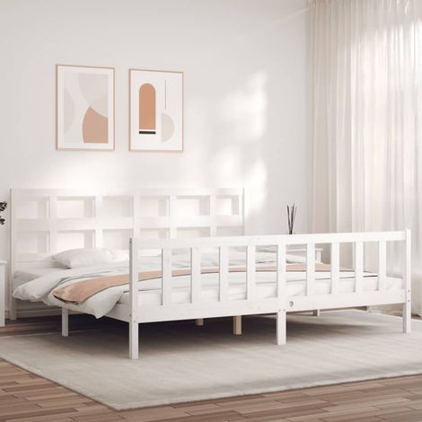 vidaXL Bed Frame without Mattress White Super King Size Solid Wood Pine (1/5)