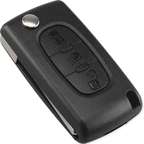 Coque de clé de coffre à 3 boutons compatible CE0536, clé pliante pour Peugeot 207, 307, 308, 407, 408, 3008, 5008 et Citroën C2, C3, C4, C5, C6 et C (1/4)