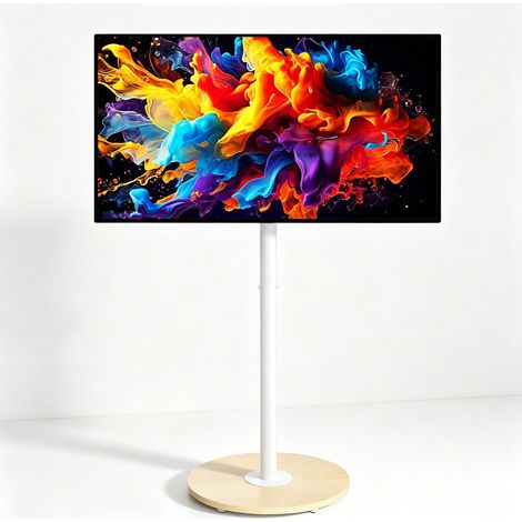 UNHO - Support TV mobile sur pied pour écrans 40-75 pouces - Hauteur réglable 126-140 cm - Charge max 50kg - Compatibilité VESA 200200-600400mm - Blanc