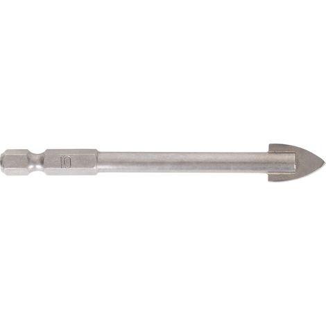 STIER Fliesenbohrer 10 mm Größe, 1/4 Zoll Bit HEX Sechskant, Härtewert 89HRA, YG6X-Metall, für (Schlag-)Bohrmaschine und Akkuschrauber, Viertel-Zoll Aufnahme, präzises Arbeiten (1/4)