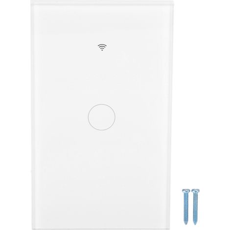 Interrupteur tactile intelligent WiFi 1 voie blanc AC 100-250V monopolaire pour contrôle à distance via application TUYA (1/5)