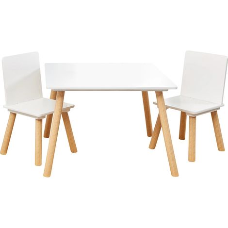 Tavolo GINGER HOME con 2 Sedie per Bambini, Set in Legno, Bianco (1/5)