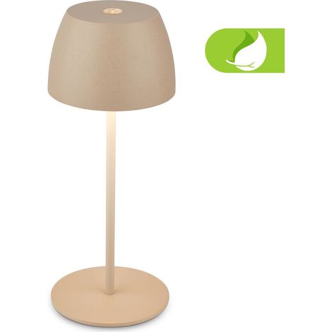 Briloner Serina Mini LED Tischlampe kabellos IP44, Dimmbar, Touch, Spritzwasserschutz, akku, beige, Ø8 x 20 cm
