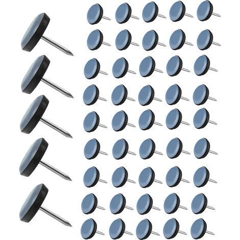 50 Pièces Patin Chaise Teflon à Clouer 19mm Ronde Patins de Meubles en Teflon PTFE Patin de Chaise avec Clou Teflon Patins de Chaise Feutre à clouer pour Chaise Canapé Bureau Table (1/5)