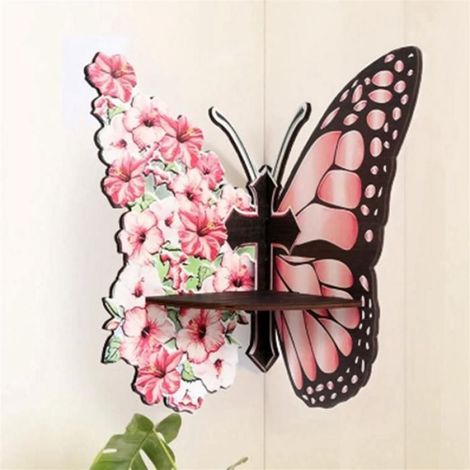 Étagère D'Angle Murale en Forme de Papillon Organisateur de Rangement Mural Cristaux Pierres Rangement Maison Décor C (1/5)