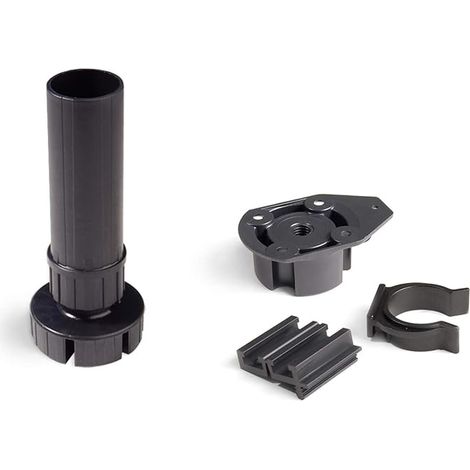 Pieds pour meubles, pied de meuble en plastique noir avec accessoires, Lot de 4 pieds réglables de hauteur 120mm (1/4)