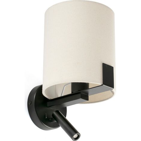 NILA Aplique de pared con lector negro y blanco roto 20053 (1/5)
