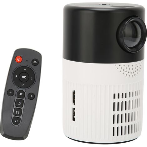 Mini projecteur HD 1080p portable avec son cinéma, double ventilateur et système de refroidissement, compatible DVD, 100-240 V, noir et blanc, prise européenne. (1/5)