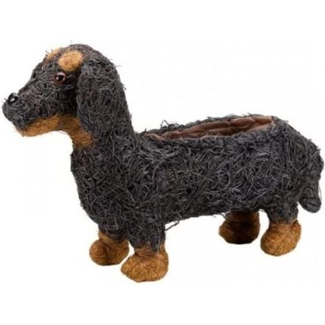 Natural Rustic Dachshund Dog Planter (1/4)
