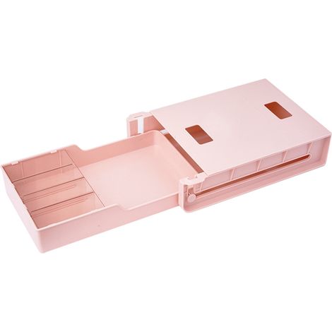Boîte De Rangement Sous Bureau - Boîte À Tiroir Cachée Autoadhésive En ABS - Pour Bureau École Maison - Blanc (1/5)