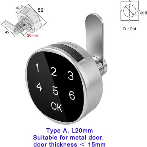 (L20mm) Serrure à combinaison numérique sans clé pour tiroir d'armoire (1/5)