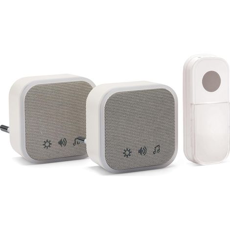 VELAMP - Campanello Senza Fili da Esterno e Interno TWEED con 2 Ricevitori a Spina da Interno, Citofono Senza Fili da Esterno Impermeabile, Portata 150m, 36 Suoni Regolabili, Spia LED, Campanello Casa (1/5)
