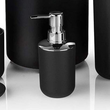 Schwarzes Hotelbadezimmer-Accessoires-Set inklusive Abfalleimer, Zahnbürstenhalter, Toilettenbürste, Seifenschale und Lotionspender (1/5)