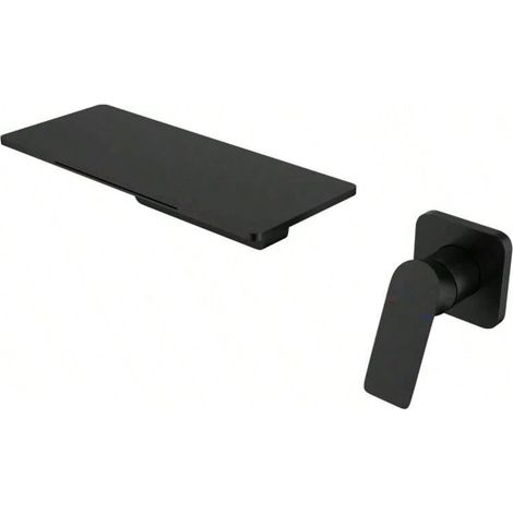 Robinet cascade d'eau chaude et froide, installation encastrée, lavabo de baignoire de salle de bain, avec robinet encastré et kit décoratif, (noir) (1/5)