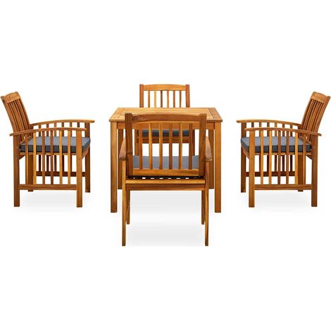 Maison Exclusive - Set da Pranzo da Giardino 5 pz con Cuscini Massello di Acacia (1/5)