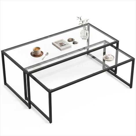 Table basse basses gigognes rectangulaires en verre trempé (1/5)