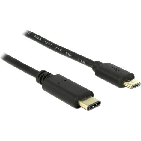 Delock USB-Kabel  USB 2.0 USB-Micro-B Stecker, USB-C® Stecker 2.00 m Schwarz  83334