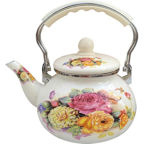 Hervidor de agua esmaltado, pico ancho, mango ergonómico, estilo retro, cocina (1/5)