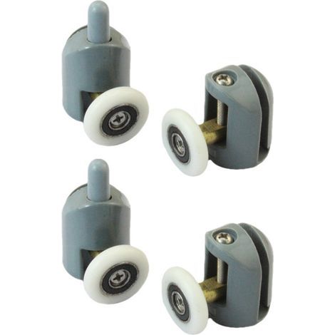 Set mit 4 Doppel-Duschtürrollen, 25 mm, langlebige Duschtürrollen für Glastüren mit ca. 5 mm Dicke (1/5)