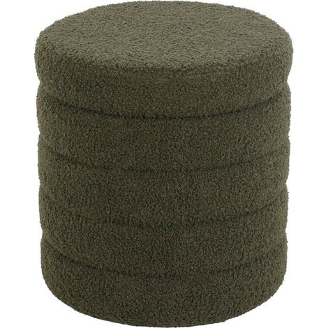 sweeek - Hocker mit Stauraum und Bouclé-Bezug, Bouclé, Khaki