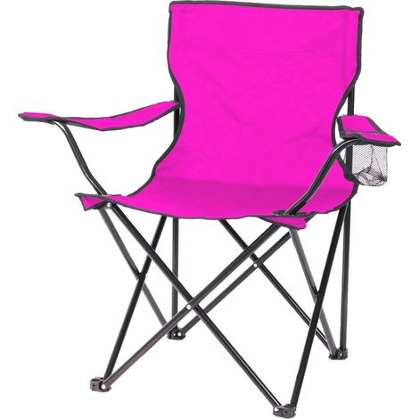 Silla de camping plegable de tela fucsia 82x50x80cm.