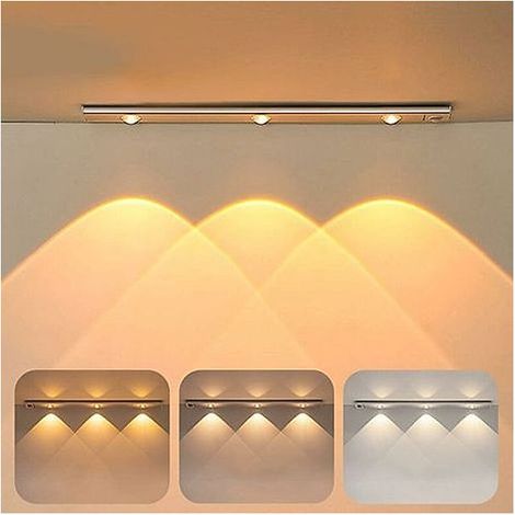 Lampe LED Rechargeable 40 cm Détecteur de Mouvement 3 Modes Éclairage Fixation Magnétique Parfaite pour Placards et Couloirs - (1/4)