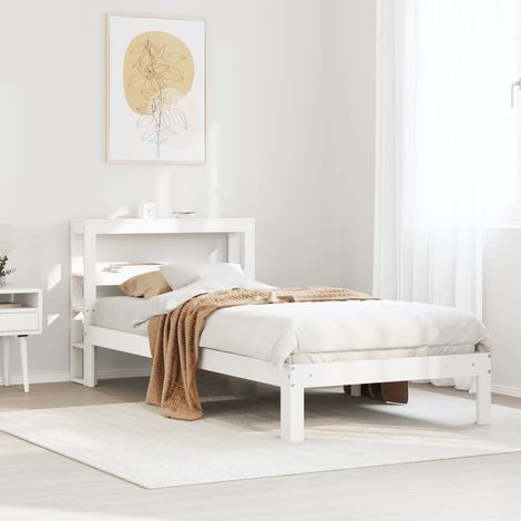 Estructura de cama con cabecero madera pino blanco 75x190 cm vidaXL (1/5)