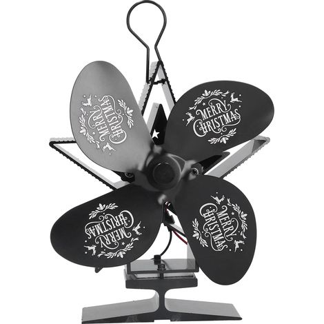 Ventilateur de cheminée à 4 pales, alimenté par la chaleur, silencieux et résistant aux hautes températures, pour la maison (noir) (1/5)