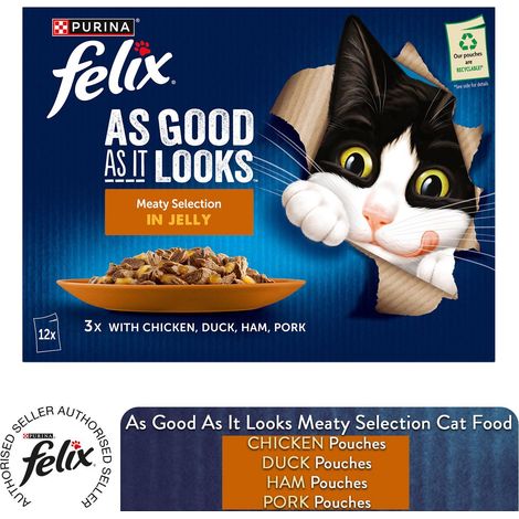 Felix As Good As It Looks Meaty Selection in Jelly Wet Adult Cat Food, 12x85g (1/5)