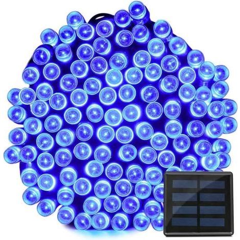 Beroïca 22m Solar LED Outdoor Waterproof Battery-Powered String Lights, 200 Blue LEDs, 8 Decorative Modes.