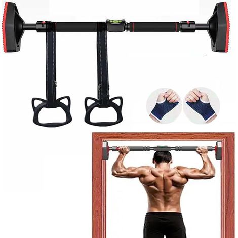 Barre De Tractions,Barre De Traction sans Fixation,Barre Traction Porte,Barre de traction réglable de 120 à 170cm jusqu'à 200 kg avec dispositif de mise à niveau et corde de guidage pour musculation (1/5)