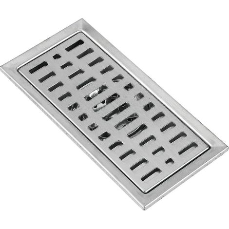 Siphon de sol rectangulaire en acier inoxydable, grille d'évacuation pour salle de bain, douche et cuisine, 20 x 10 cm (1/5)