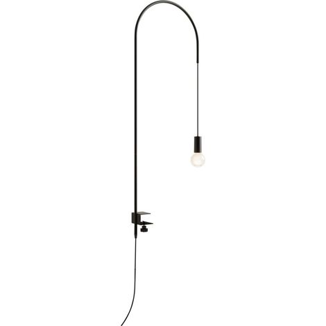 Zafferano - Lampada da Tavolo Filo con morsetto, Orientabile 200°, H152 cm, Metallo Verniciato Lampadina E27 max 60W inclusa - Nera