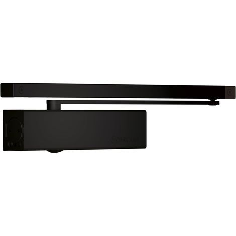 1 - Ferme-Porte - Pignon Crémaillère - Force Réglable 1 à 4 - Bras Glissière Anti-Vandalisme - Pour Porte Jusqu&39à 80kg - Noir