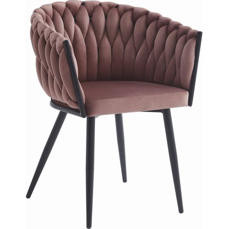 Chaise - Leobert - Orion - Velours Rose Foncé/Pieds Noirs - 61 X 55 X 79 Cm