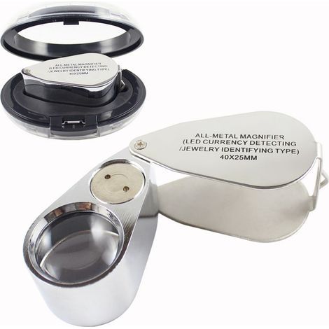 Loupe de Bijoutier 40X,Loupe Bijoutier avec Lumière,Loupe de Poche,Loupe Pliante en Métal pour Diamants, Bijoux, Pièces de Monnaie, Timbres, Le Travail de près (1/5)