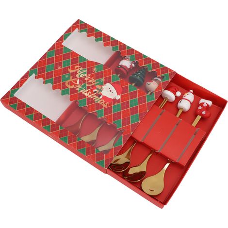 6-teiliges Kaffeelöffel-Set aus Edelstahl mit festlicher Dekoration, goldfarben, für Küche und Feiertagsdekoration (1/5)