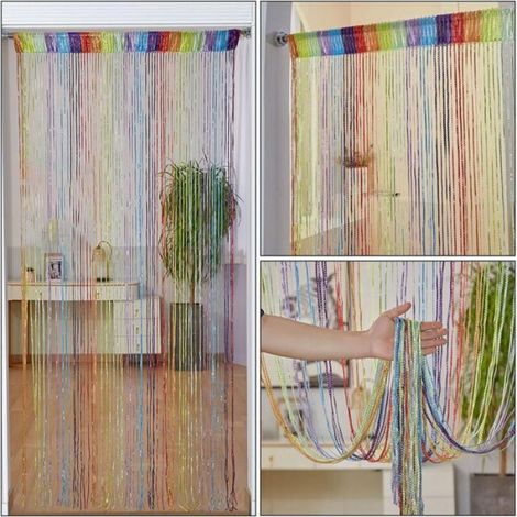 Rideau A Franges - 91x200 Cm - Polyester - Multicolore - Anti-insectes Et Intimité (1/5)