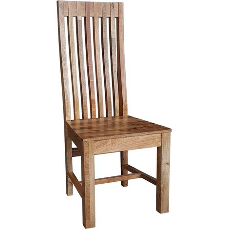 Geneva Long Back Solid Seat Chair (Set of 2) - Mango Wood - Light Finish